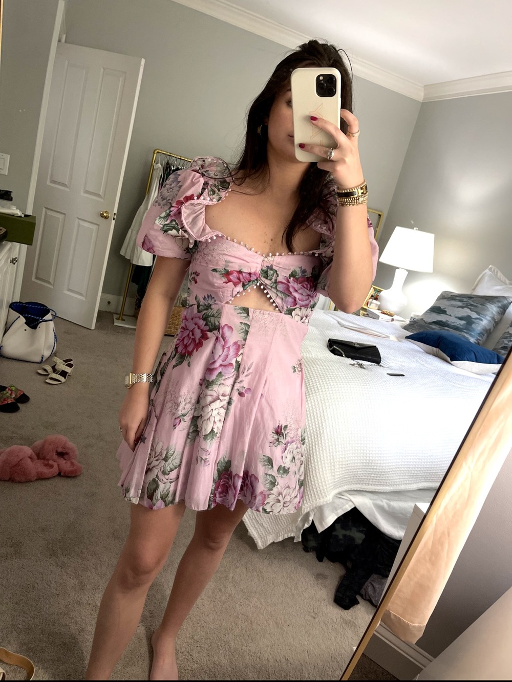 Alice McCall Pink Floral Cutout Mini Dress